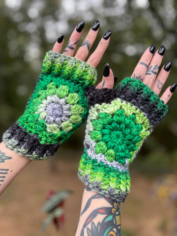 Toxic Flower Power Fingerless Gloves