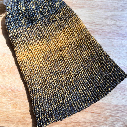 Gray & Gold Merle Knit Hat