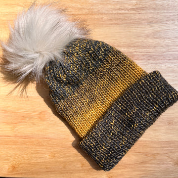 Gray & Gold Merle Knit Hat