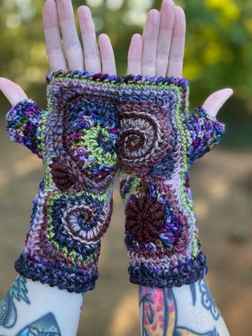 Galaxy Freeform Crochet Gloves