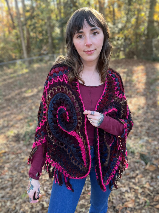 Dark & Stormy Freeform Crochet Shawl