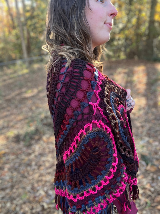 Dark & Stormy Freeform Crochet Shawl