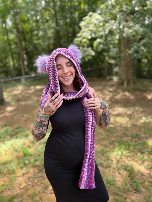 Purple Hooded Scarf