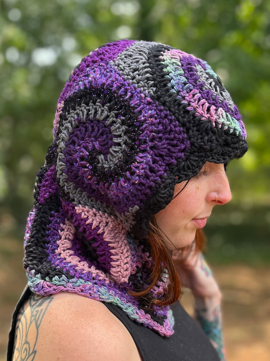 Purple and Black Spiral Balaclava