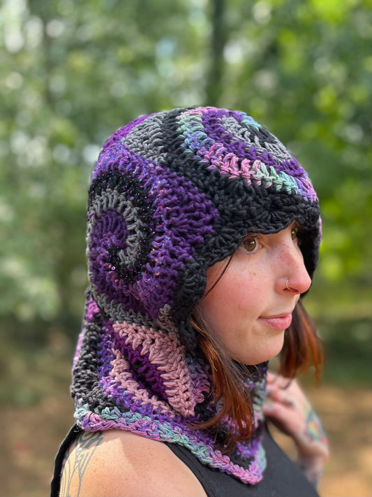 Purple and Black Spiral Balaclava