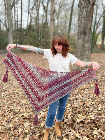 Rust Ombre Chunky Tassel Scarf