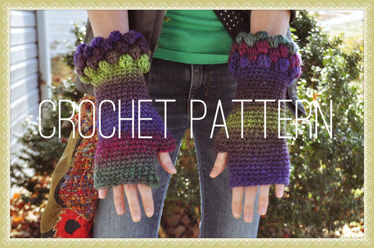 Bobbly Fingerless Gloves - Crochet Pattern